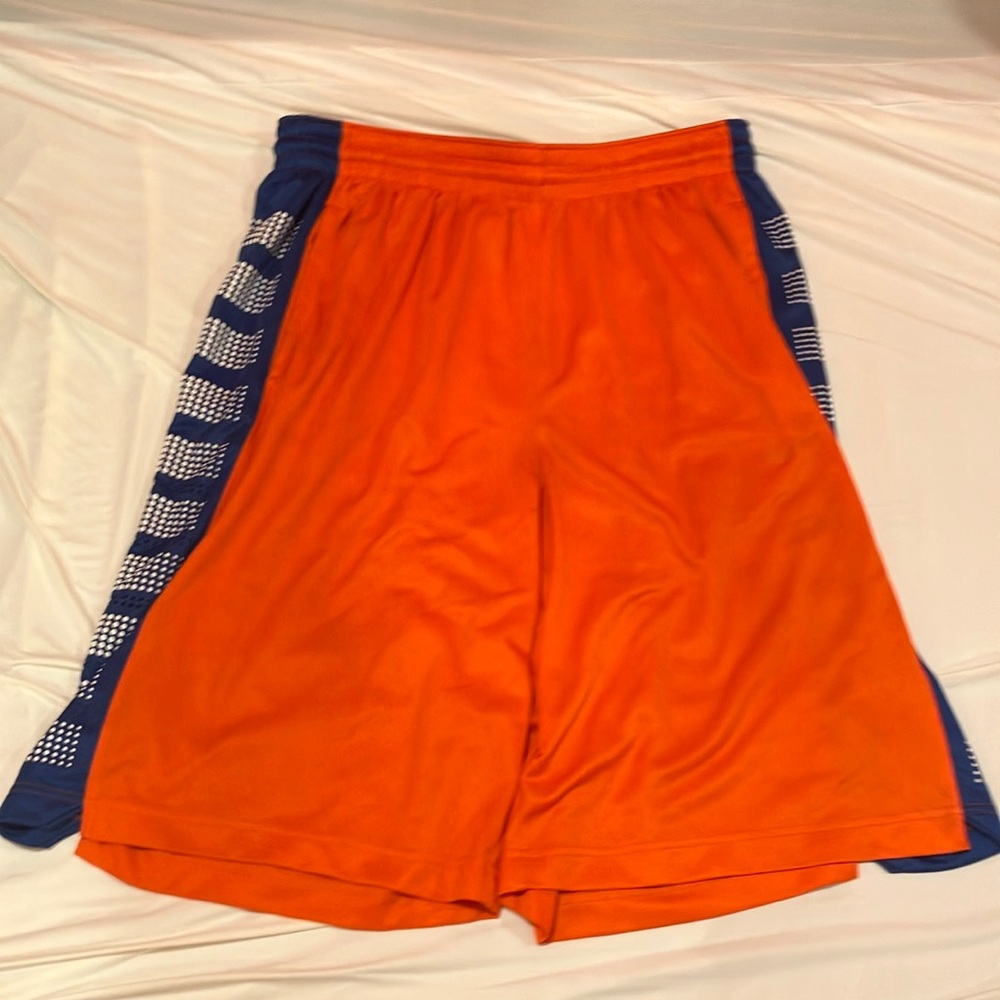 Nike Dri-Fit Athletic Orange and Blue Shorts Lightweight Breathable READ